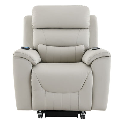 Marsha - Power Recliner With Lift & Massage - Light Gray Leather