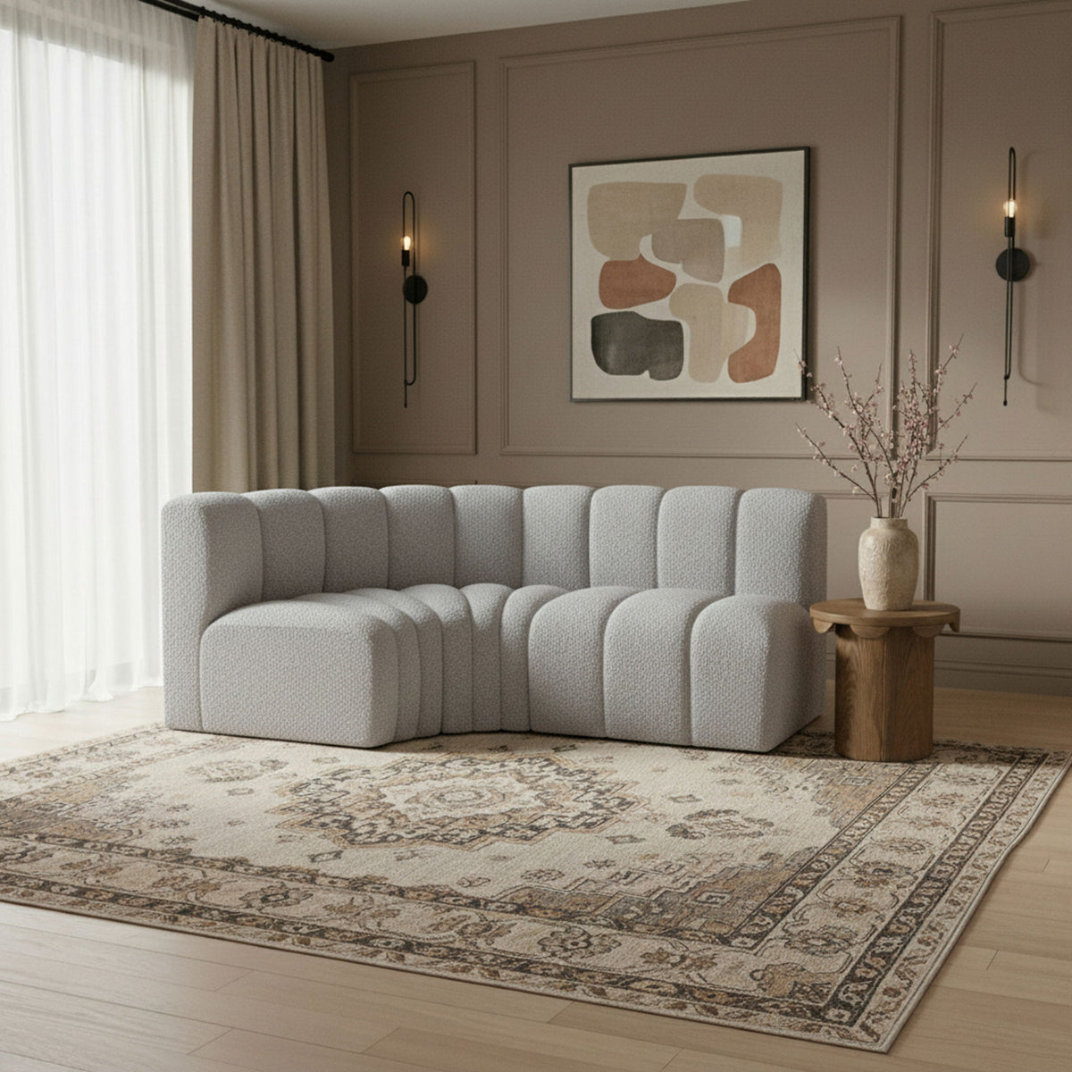 Arc - Boucle Fabric 3 Piece Sofa
