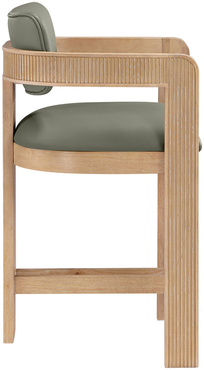 Sacha - Vegan Leather Upholstered Counter Stool With Natural Base