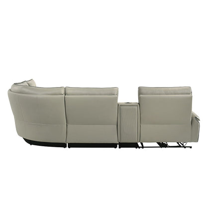 Jayke - Power Motion Sectional Sofa - Light Gray Top Grain Leather Match