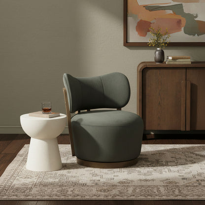 Elara - Velvet Upholstered Swivel Accent Chair - Stained Brown