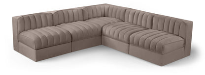 Rummi - Armless Velvet Performance Fabric Upholstered 5 Piece Modular Sectional
