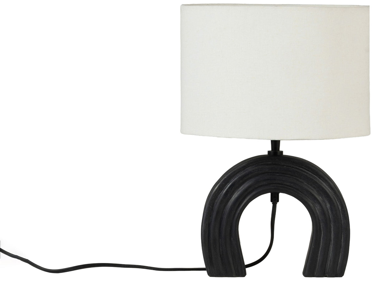 Lithos - Genuine Marble Base And Linen Textured Fabric Shade Table Lamp