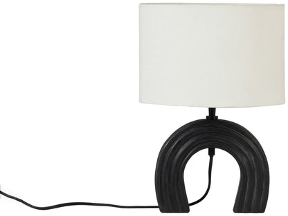 Lithos - Genuine Marble Base And Linen Textured Fabric Shade Table Lamp