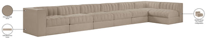 Rummi - Velvet Performance Fabric Upholstered 7 Piece Modular Sectional, L-Shaped (Right)