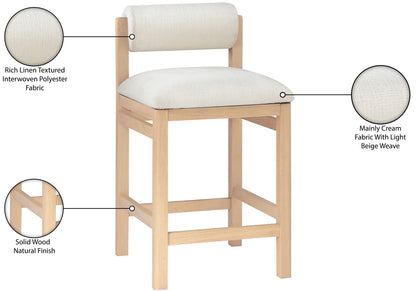 Roundhill - Fabric Counter Stool - Natural Frame
