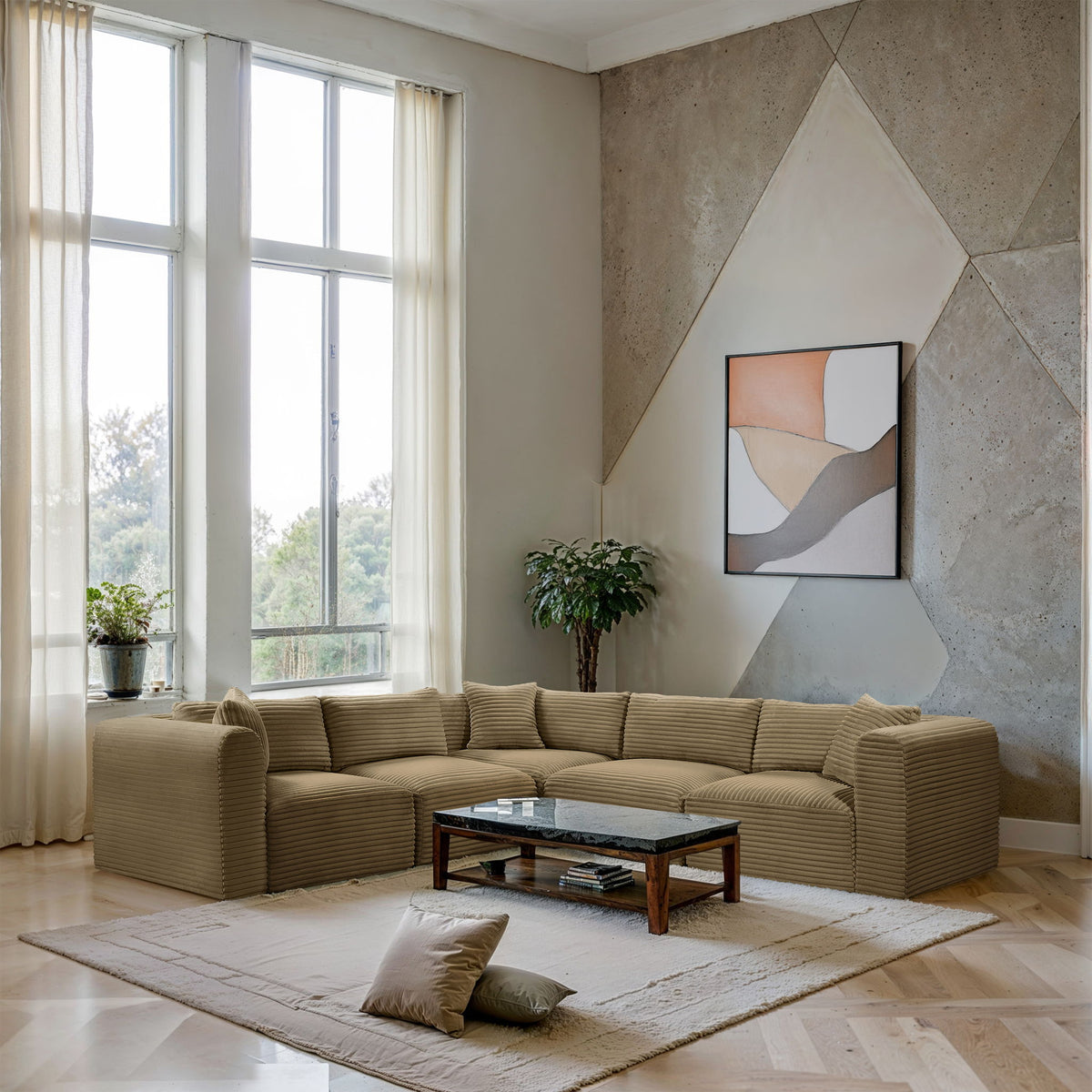 Shaggy - 5 Piece Modular Corner Sectional