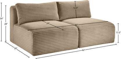 Shaggy - Fabric 2 Seat Modular Armless Sofa