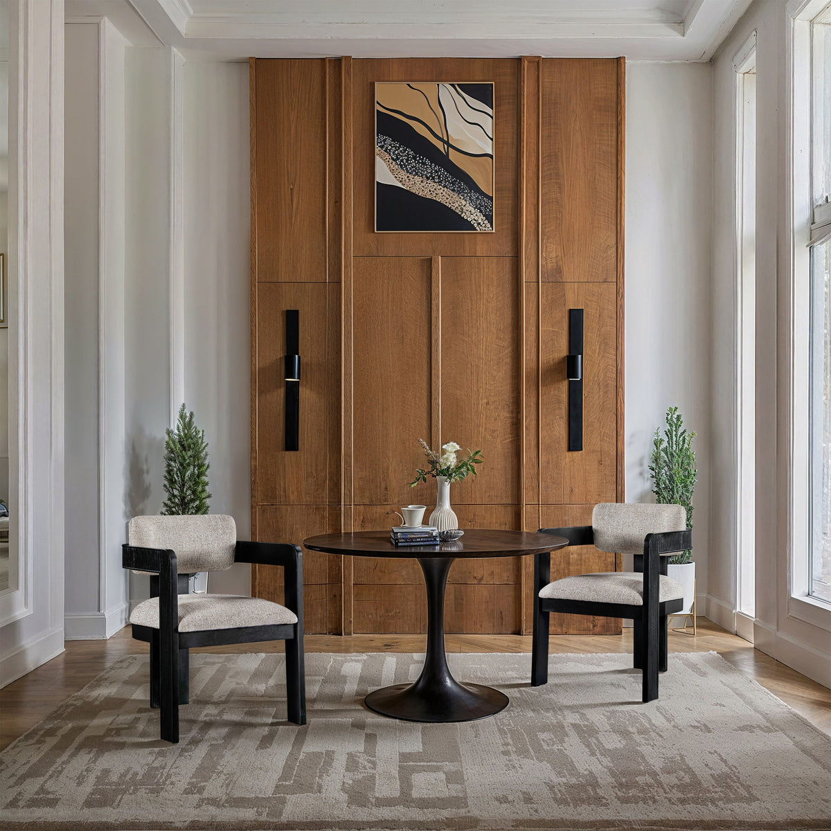 Sacha - Linen Dining Chair With Black Base (Set of 2)