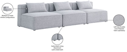 Cube - Linen Modular 3 Seat Armless Sofa