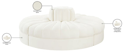 Rummi - Round Velvet Performance Fabric Upholstered 4 Piece Modular Sofa