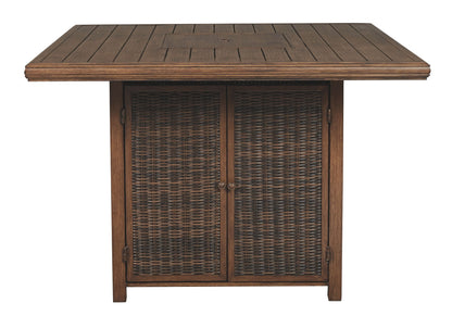 Paradise Trail - Square Bar Table w/Fire Pit - Medium Brown