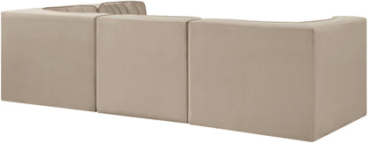 Rummi - Velvet Performance Fabric Upholstered 4 Piece Modular Sectional