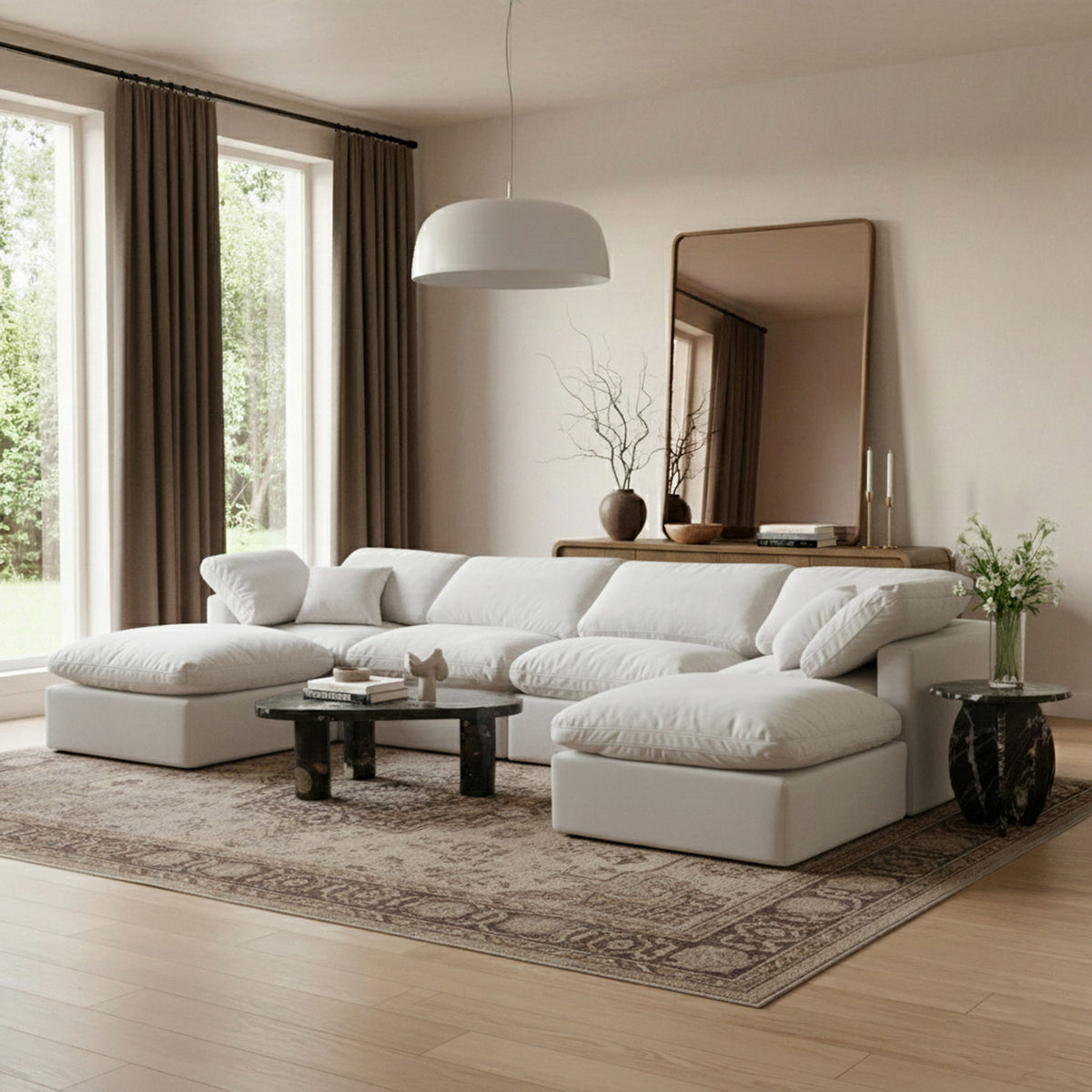 Indulge - Velvet 6 Piece Modular Double Chaise Sectional
