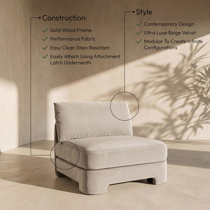 Hammond - Velvet Performance Fabric Upholstered Armless Chair