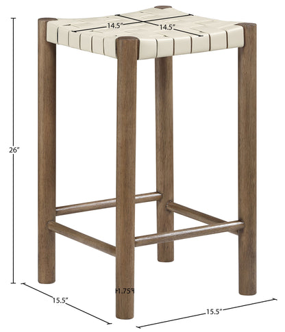 Entwine - Vegan Leather Upholstered Backless Counter Stool - Painted Brown