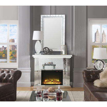 Nysa - 40" Fireplace - Mirrored & Faux Crystals