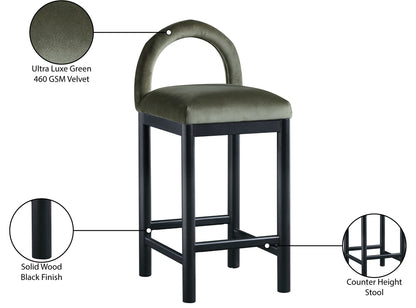 Conrad - Velvet Counter Stool With Black Legs