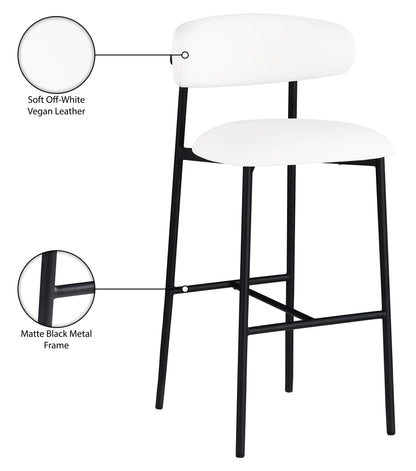 Lupita - Vegan Leather Upholstered Bar Stool With Matte Black Frame (Set of 2)