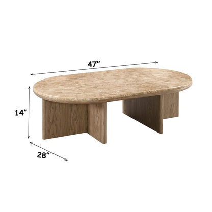 Markku - Coffee Table With Natural Marble - Oak
