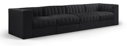 Rummi - Velvet Performance Fabric Upholstered 4 Piece Modular Sofa