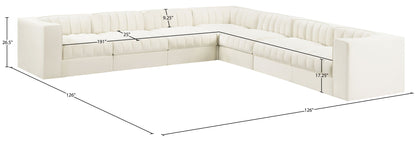 Rummi - Symmetrical Velvet Performance Fabric Upholstered 7 Piece Modular Sectional (With 3 Corner Chairs)