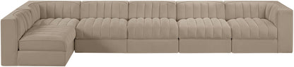Rummi - Velvet Performance Fabric Upholstered 6 Piece Modular Sectional, L-Shaped (Right)
