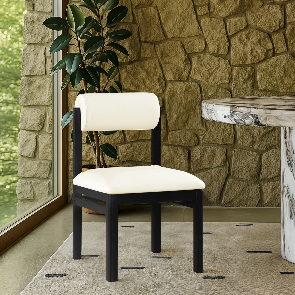 Roundhill - Faux Leather Dining Chair (Set of 2) - Black Frame