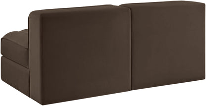 Rummi - Velvet Performance Fabric Upholstered 2 Piece Modular Armless Loveseat