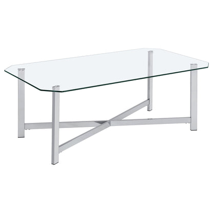 Cronin Rectangular Tempered Glass Top Cocktail Coffee Table Chrome