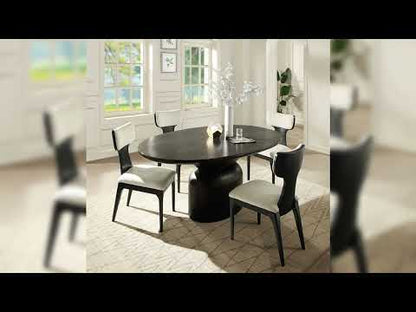 Koen - Round Dining Table, Engineering Marble Top - White & Black