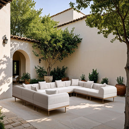 Laguna - 8 Piece Resilient Water Resistant Fabric 142" Upholstered Outdoor Patio Modular Sectional