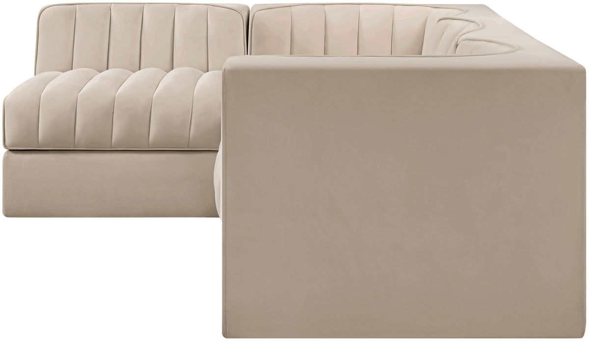 Rummi - Velvet Performance Fabric Upholstered 4 Piece Modular Sectional