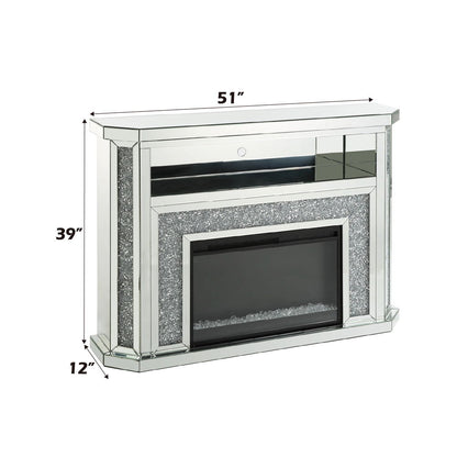 Noralie - 51" Fireplace With LED - Mirrored & Faux Diamonds