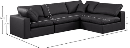 Comfy - 4 Piece Faux Leather Modular Armless Sectional