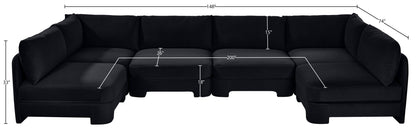 Hammond - Velvet Performance Fabric Upholstered 6 Piece U-Shaped Armless Sectional