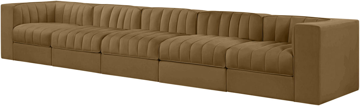 Rummi - Velvet Performance Fabric Upholstered 5 Piece Modular Sofa