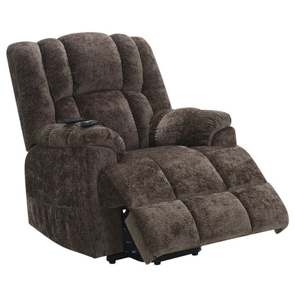 Pacay - Power Recliner With Lift, Heating & Massage - Brown Chenille