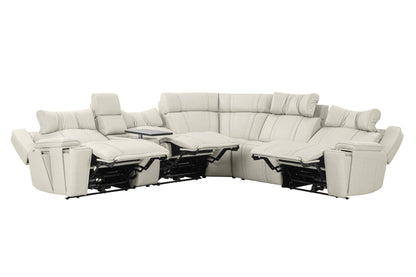 Sausalito - 6 Piece Modular Zero Gravity Power Reclining Sectional With Power Adjustable Headrests - Platinum Envy
