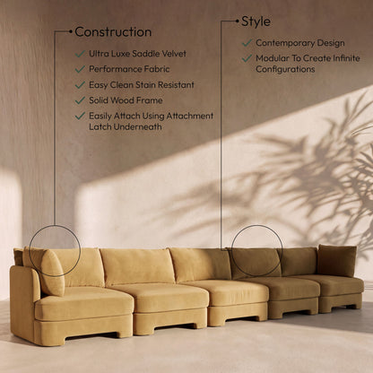 Hammond - Velvet Performance Fabric Upholstered 5 Piece Sofa