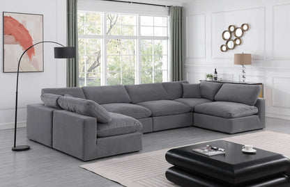 Comfy - 6 Piece Velvet Modular Armless Sectional