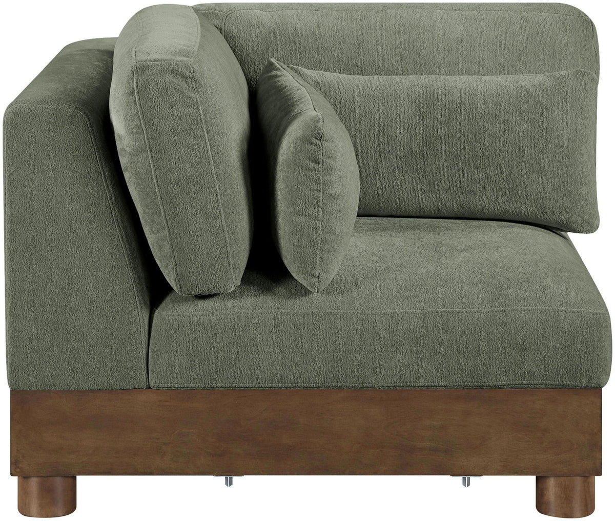 Turin - Chenille Fabric Upholstered Modular Corner Chair - Walnut Base