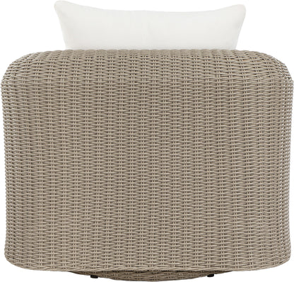 Seacrest - Olefin Water Resistant Fabric And Wicker Outdoor Patio Swivel Chair