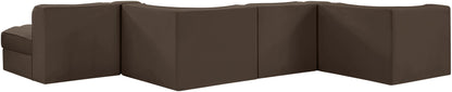 Rummi - Rounded Velvet Performance Fabric Upholstered 6 Piece Modular Sectional