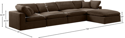Comfy - 5 Piece Velvet Modular Sectional With Chaise
