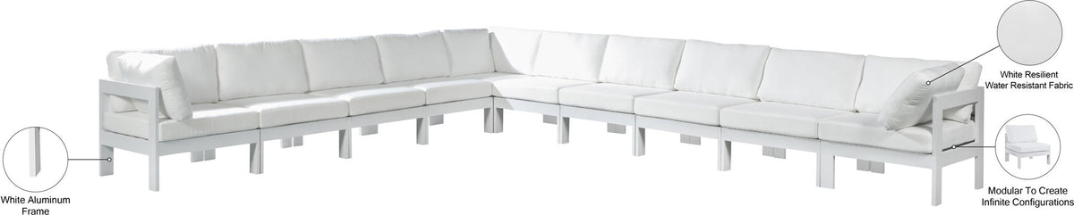 Nizuc - Outdoor Patio 10 Piece Modular Sectional With White Frame
