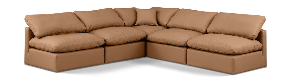Indulge - Faux Leather 5 Piece Modular Corner Armless Sectional