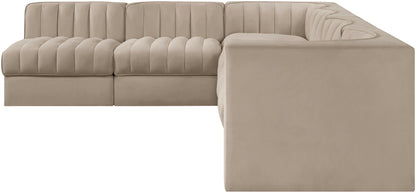 Rummi - Velvet Performance Fabric Upholstered 6 Piece Modular Sectional