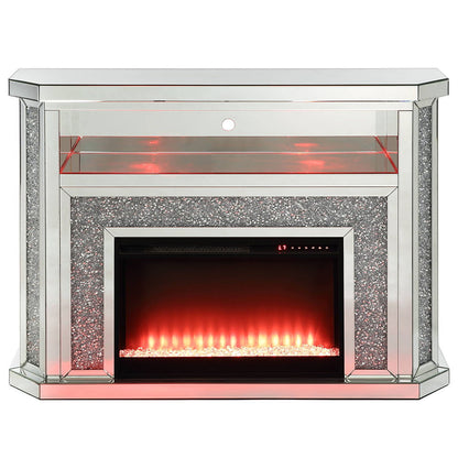 Noralie - 51" Fireplace With LED - Mirrored & Faux Diamonds