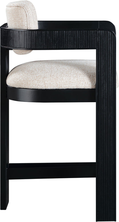 Sacha - Linen Stool With Black Base